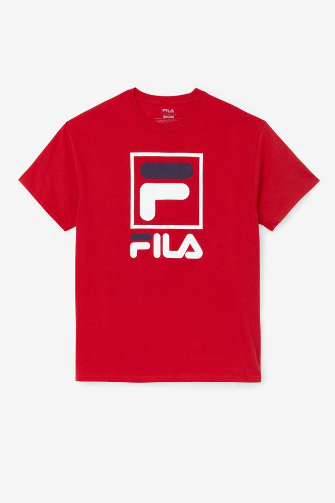 Fila T-Shirt Stacked Mens Red - India OZS-460791